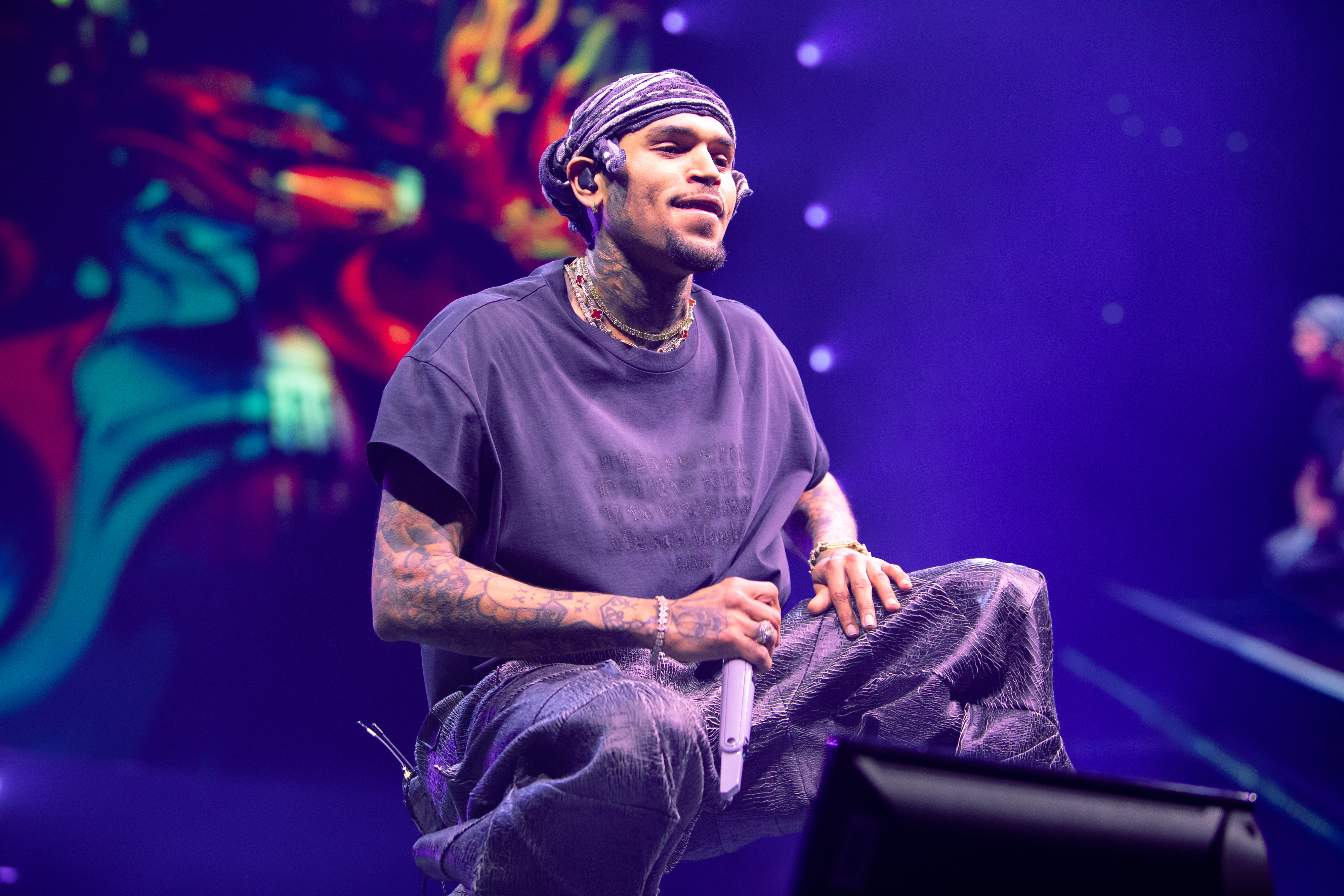 FILE - Singer Chris Brown performing at Crypto.com Arena on Aug. 6, 2024 in Los Angeles.