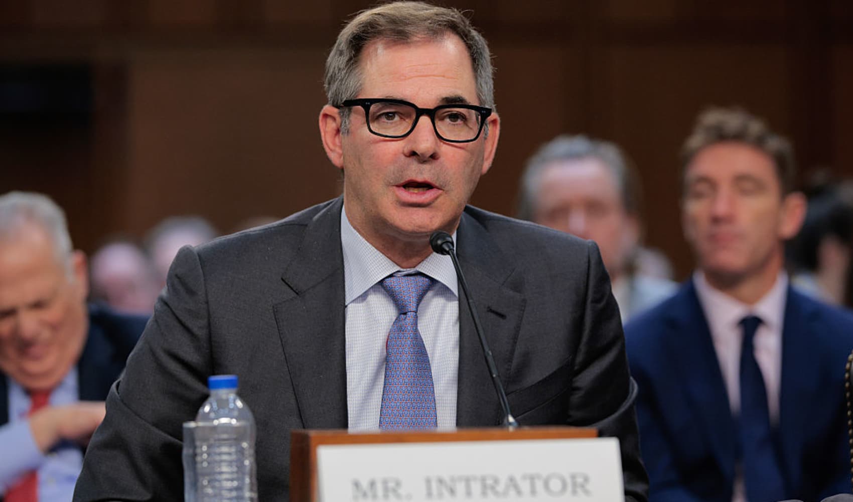 CoreWeave CEO Mike Intrator testifies before the Senate Committee on Commerce, Science, and Transportation in Washington on May 8, 2025. Intrator and fellow tech leaders testified about the global artificial intelligence race and how the United States can remain competitive.